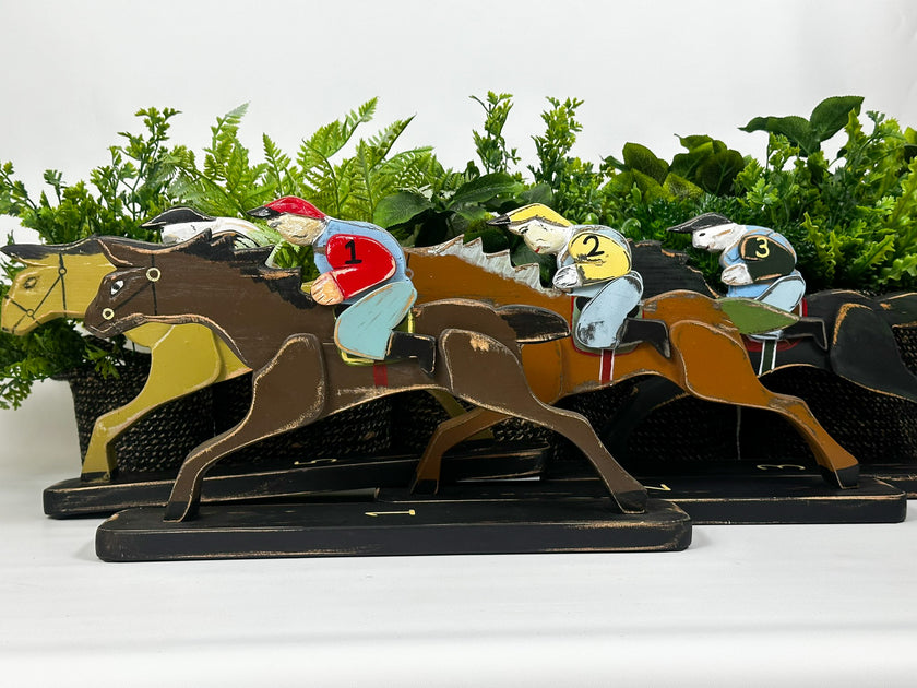 Juego de 4 caballos de carreras