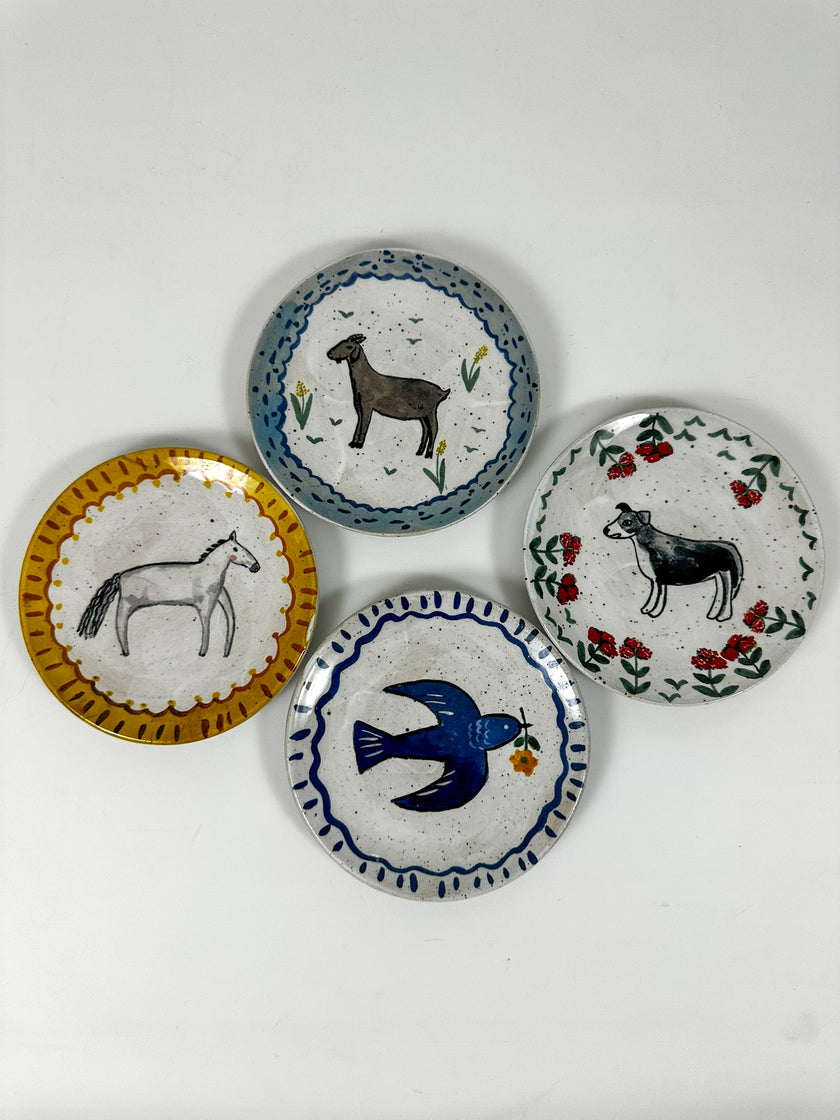 Set de 4 platos de botana de animales